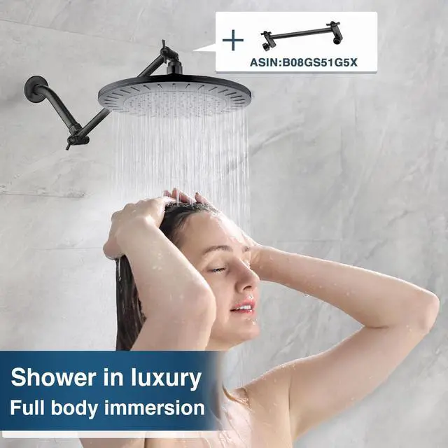 Alt view image 6 of 7 - BRIGHT SHOWERS Rain Shower Head, 9 Inch High Pressure Waterfall Showerhead with Adjustable Angle and Anti-clogging Silicone Nozzles, Luxury Bathroom Overhead Shower, Oil-Rubbed Bronze