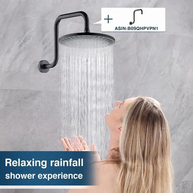 Alt view image 7 of 7 - BRIGHT SHOWERS Rain Shower Head, 9 Inch High Pressure Waterfall Showerhead with Adjustable Angle and Anti-clogging Silicone Nozzles, Luxury Bathroom Overhead Shower, Oil-Rubbed Bronze