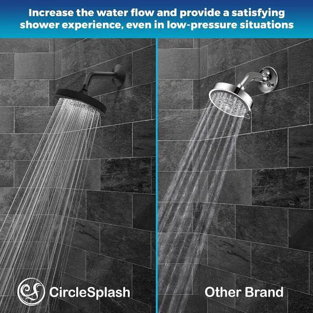 Alt view image 6 of 7 - High Pressure Shower Head - Anti-Clogging Silicone Nozzles - 2.5 GPM Removable Restrictor - Easy to Clean Adjustable Replacement - easy to install with Plumbers Tape - 6 inch - Matte Black Finish