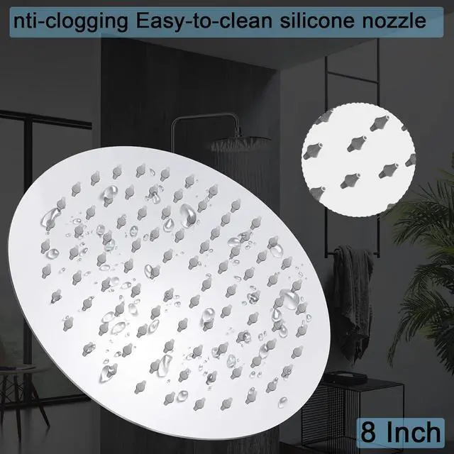 Alt view image 2 of 7 - Shower Head High Pressure Stainless Steel Rain Shower Head - 8 Inch Luxury Design with Adjustable Angles, Anti-Clogging Nozzles, Easy Install, Premium Chrome Finish for Bathroom