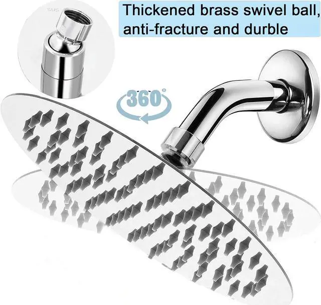 Alt view image 5 of 7 - Shower Head High Pressure Stainless Steel Rain Shower Head - 8 Inch Luxury Design with Adjustable Angles, Anti-Clogging Nozzles, Easy Install, Premium Chrome Finish for Bathroom