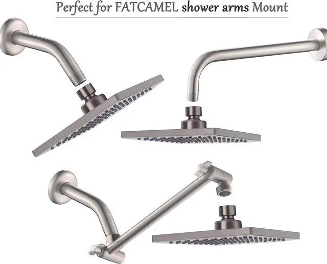 Alt view image 5 of 7 - Luxury Square Rain Shower Head with 6-inch Rainfall Face, Stainless Steel Back, Brass Swivel Joint, Full Brushed Nickel Finish