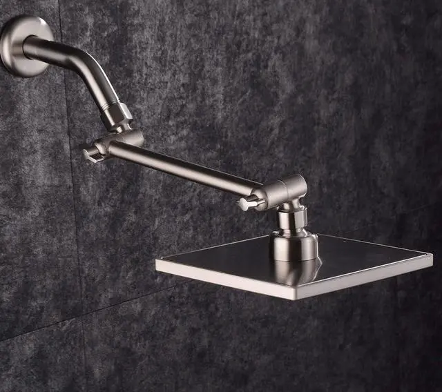 Alt view image 6 of 7 - Luxury Square Rain Shower Head with 6-inch Rainfall Face, Stainless Steel Back, Brass Swivel Joint, Full Brushed Nickel Finish