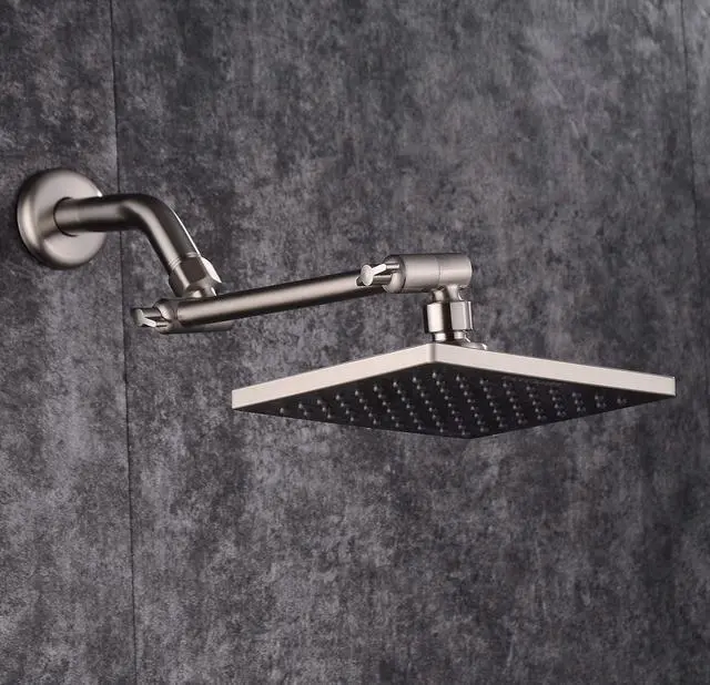 Alt view image 7 of 7 - Luxury Square Rain Shower Head with 6-inch Rainfall Face, Stainless Steel Back, Brass Swivel Joint, Full Brushed Nickel Finish