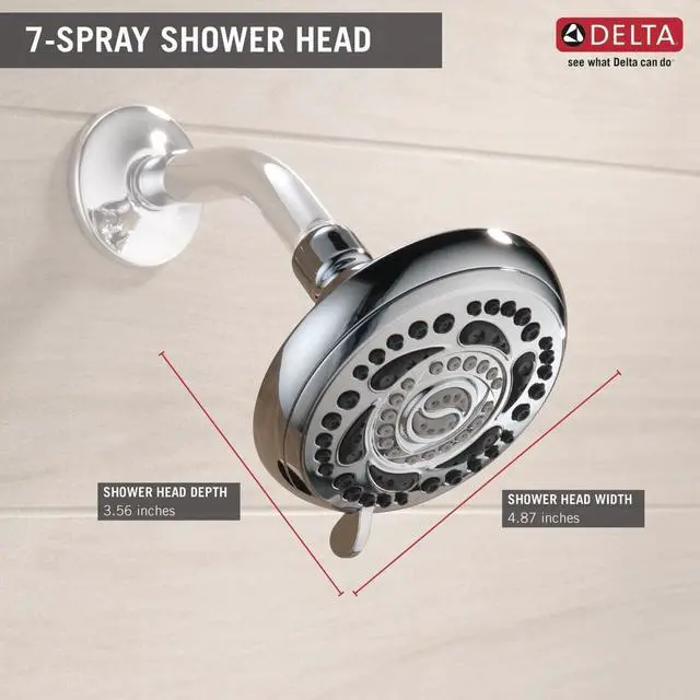Alt view image 2 of 5 - Delta 75784 Universal Shower Head, Chrome, 7 Settings, Modern Style, Round Shape