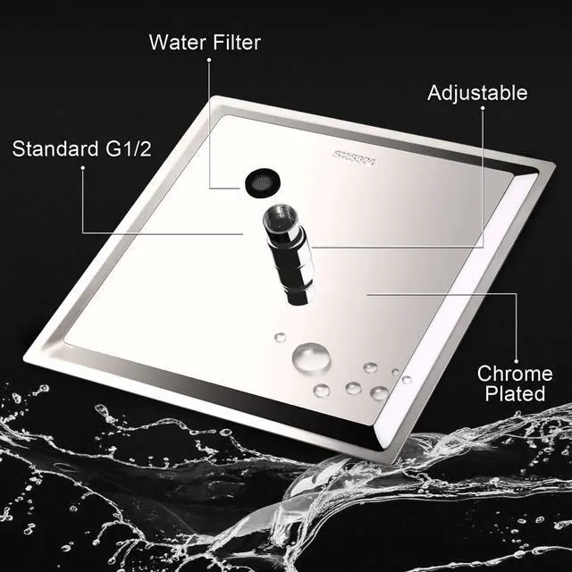 Alt view image 3 of 6 - PinWin 12 Inch High Pressure Showerhead with 11 Inch Arm