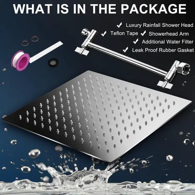 Alt view image 5 of 6 - PinWin 12 Inch High Pressure Showerhead with 11 Inch Arm
