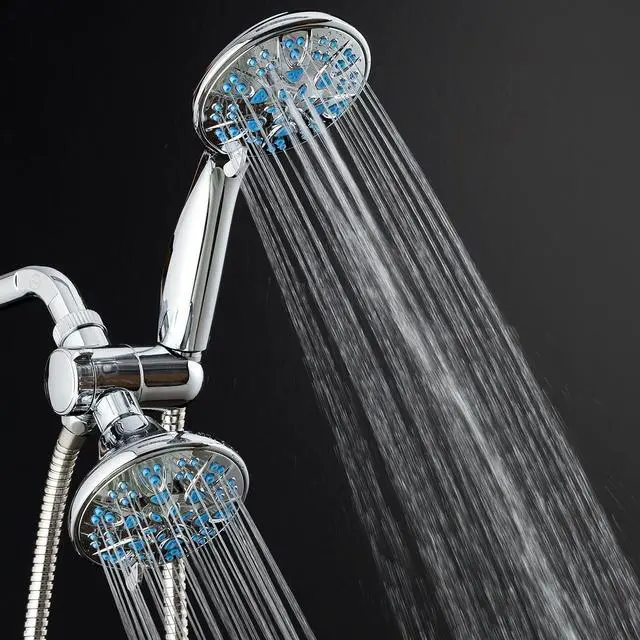 Alt view image 5 of 7 - AquaDance Antimicrobial/Anti-Clog High-Pressure 30-setting Dual Head Combination Shower with Microban Nozzle Protection From Growth of Mold, Mildew & Bacteria for a Healthier Shower  Aqua Blue