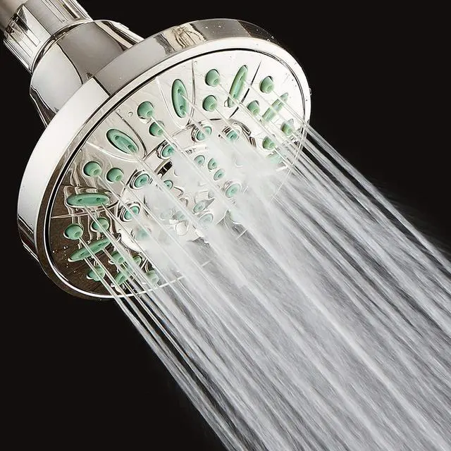 Alt view image 7 of 7 - AquaDance Antimicrobial/Anti-Clog High-Pressure 6-setting Shower Head, Microban Nozzle Protection from Growth of Mold, Mildew & Bacteria for Stronger Shower! (Brushed Nickel Finish/Coral Green Jets)