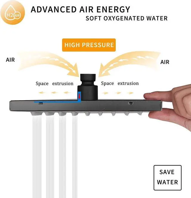 Alt view image 3 of 5 - Oil Rubbed Bronze Shower Head Blucky 8 inch High Pressure Square Rain Shower Head Luxury Modern Look Bathroom Rainfall Showerhead 304 Stainless Steel Ultra Thin Shower Head