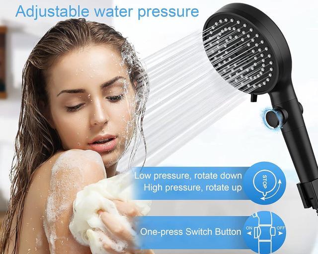 SoaShower Filtered Shower Head/High Pressure Shower Head/78 Hose/Bracket/shower  head holder/Hand Held Shower Head Filter for Hard Water/RV rain shower head/black/6  Spray Modes/with ON/OFF switch 