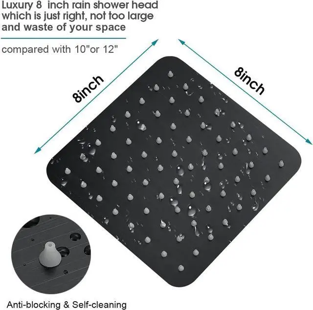 Alt view image 3 of 7 - BRIGHT SHOWERS Rain Shower Head with 10 Inch Adjustable Extension Arm Combo, 8 Inch High Pressure Stainless Steel Rainfall Showerhead, Ultra Thin Square Design Easy to Install, Oil-Rubbed Bronze
