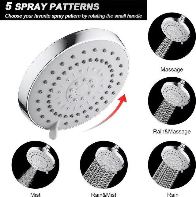 Alt view image 2 of 7 - High Pressure 5 Setting Rain Shower Head Combo - Dual Set With Handheld Filter for Hard Water, Chrome