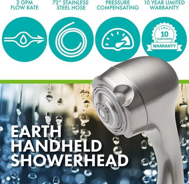 Alt view image 3 of 6 - Niagara Conservation Water-Efficient 2.0 GPM Earth Massage 3-Spray Handshower in Brushed Nickel, N2935BN