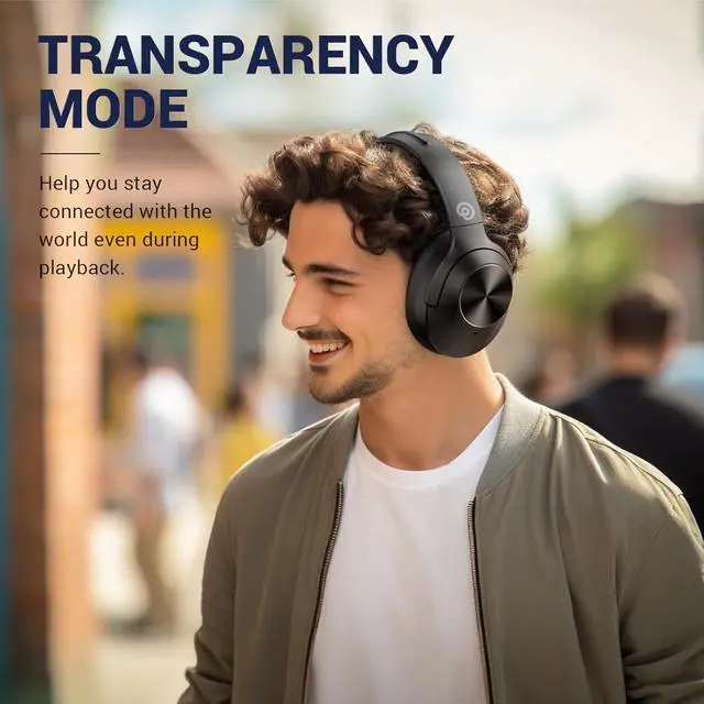 Alt view image 7 of 7 - vibeadio Hybrid Active Noise Cancelling Headphones Wireless Over Ear Bluetooth Headphones with Microphone Deep Bass, Wireless Headphones with Hi-Fi Audio, Memory Foam Ear Cups, 30H Playtime - Black