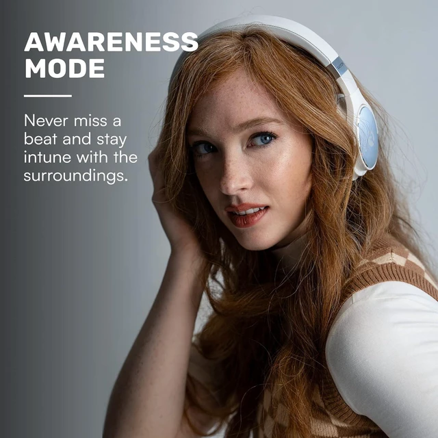 Alt view image 7 of 7 - Raycon The Everyday Wireless Bluetooth Over Ear Headphones, with Active Noise Cancelling, Awareness Mode and Built in Microphone, IPX 4 Water Resistance, 40 Hours of Battery Life (Black)