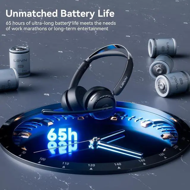 Alt view image 4 of 7 - Wireless Headset Wireless Headset with Mic for Work AI Noise Cancelling 65 Hrs Working Time Bluetooth Headphones with Microphone from Home/Computer/Call Center/Teams