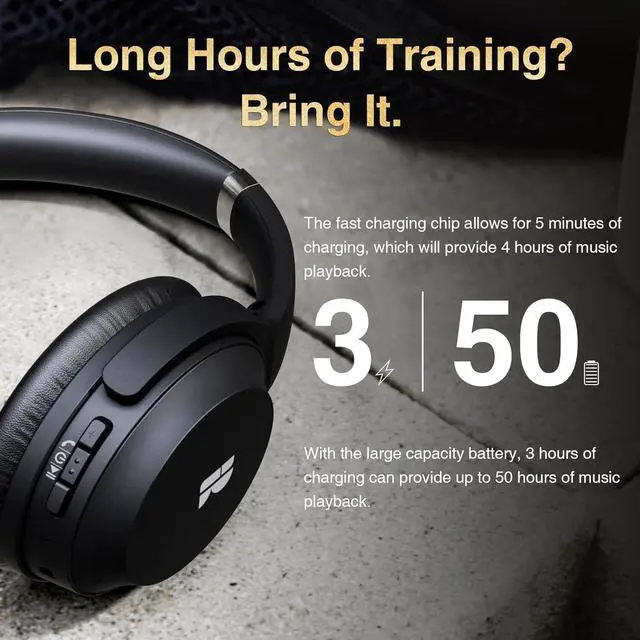 Alt view image 4 of 5 - Bluetooth Headphones, Premium Active Noise Cancelling Wireless Headphones Over Ear, 50H Playtime, Hi-Res Audio, Deep Bass, Memory Foam Ear Cups for Travel, Home Office