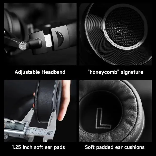 Alt view image 7 of 7 - OneOdio Monitor 60 Professional Studio Headphones - Recording Wired Over Ear Headphones, Hi-Res Audio, Soft Comfortable Earmuffs, 6.35mm Adapter for Tracking Mixing DJ Mastering Broadcast-Black
