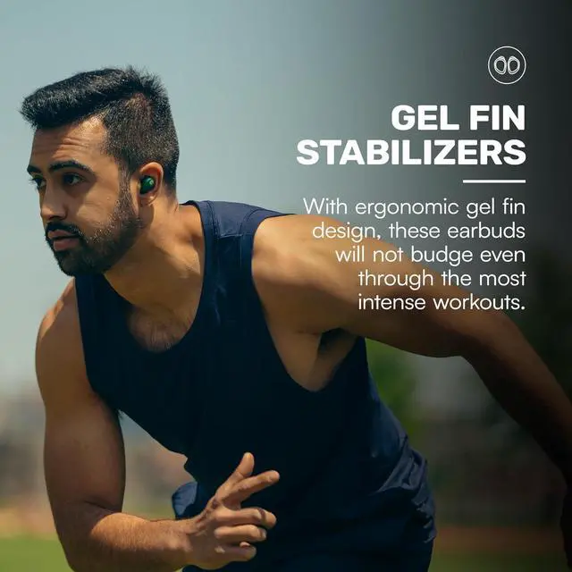 Alt view image 7 of 7 - Fitness Bluetooth True Wireless Earbuds with Built in Mic 56 Hours of Battery IPX7 Waterproof Active Noise Cancellation Awareness Mode and Bluetooth 5.3 (Green)