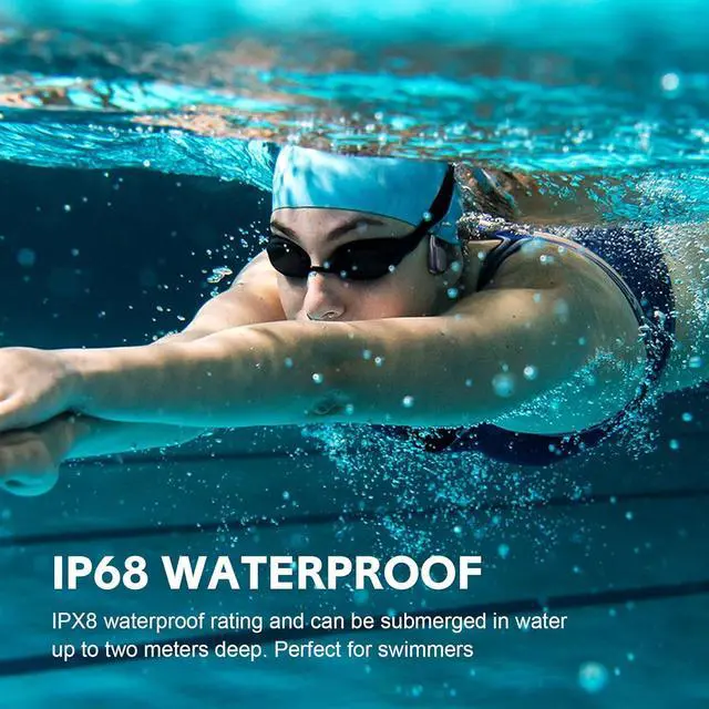 Alt view image 2 of 7 - HEF15 Bone Conduction Headphones, Bluetooth 5.0 Wireless, Open Ear, IP68 Waterproof, 7Hrs Playtime, Black