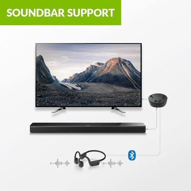 Alt view image 4 of 7 - Avantree Medley Air - Wireless Earbuds for TV Listening with Clear Dialogue, Open-Ear Design for Surrounding Awareness, Bluetooth Transmitter & Headphones Charging Dock 2 in 1, Soundbar Passthrough