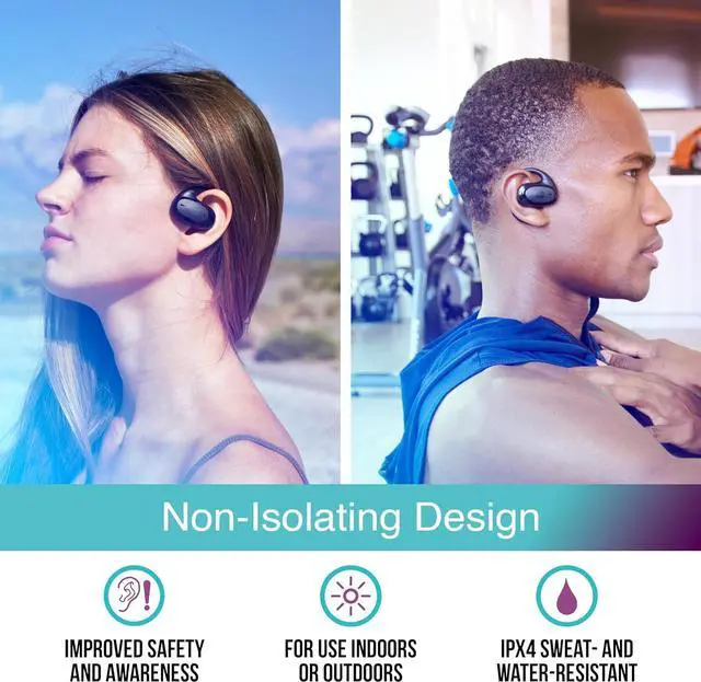 Alt view image 6 of 7 - MEE audio Connect Air in-Flight Bluetooth Wireless Audio Transmitter Adapter and AirHooks Pro True Wireless Open Ear Sports Headphones Bluetooth Earbuds Bundle