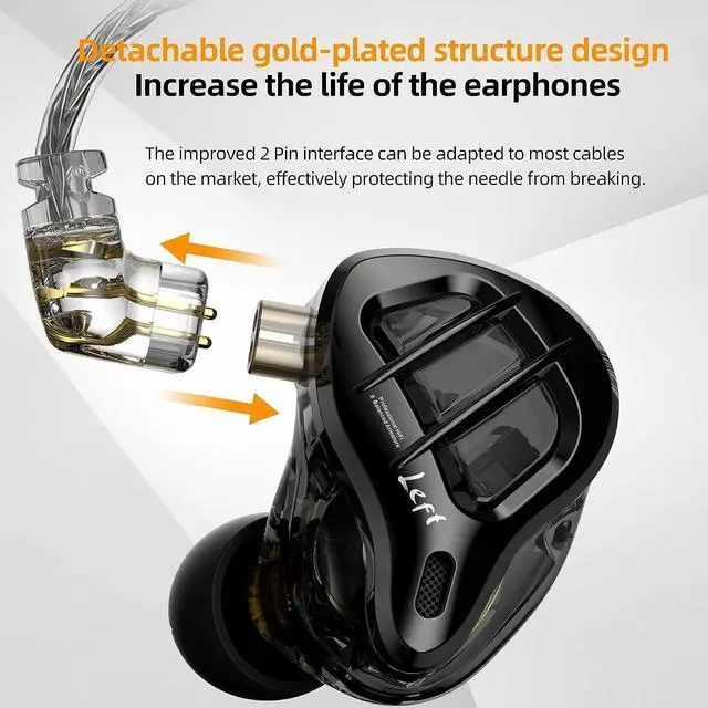 Alt view image 5 of 7 - ZAR in-Ear Monitor 7BA+1DD Hybrid Drivers Gaming Earbuds HiFi Bass Noise Isolation IEM Clarity in All Frequency Stereo Comfort-fit in Ear Headphones for Audio Engineers Musicians(No Mic)