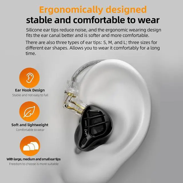 Alt view image 3 of 7 - ZAR in-Ear Monitor 7BA+1DD Hybrid Drivers Gaming Earbuds HiFi Bass Noise Isolation IEM Clarity in All Frequency Stereo Comfort-fit in Ear Headphones for Audio Engineers Musicians(No Mic)