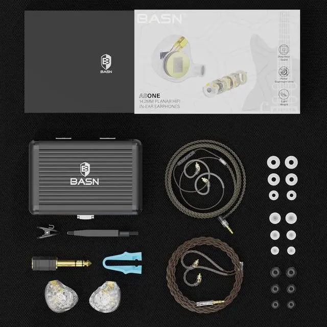 Alt view image 7 of 7 - ASONE 14.2mm Planar Driver in-Ear Monitors Earphone with Two Detachable MMCX Cables for Musicians Drummers Bass Players Singers(Clear)