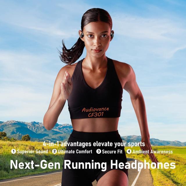 Audiovance OpenComfy CF301 Wireless Running Headphones, Open-Ear