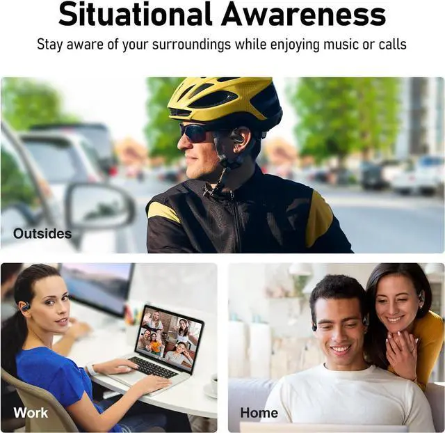 Alt view image 6 of 7 - OpenComfy CF301 Next-Gen Running Headphones, Wireless Bluetooth Open Ear Headphones for Sports Gym Workout, 4-in-1 Advantages: Ultra Comfort, Superior Sound, Secure Fit, Ambient Awareness.