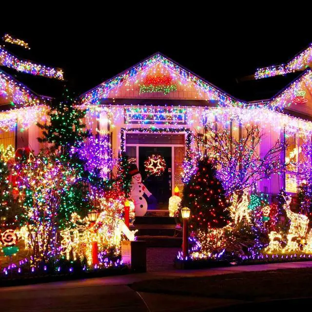 Alt view image 6 of 7 - Bright Outdoor Christmas String Lights, 1000 LED 328 FT Plug in Fairy Light with Remote Control 8 Modes & Timer, Waterproof Decoration for Home Garden Yard Xmas Wedding, Multi-Colored