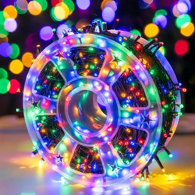 Alt view image 7 of 7 - Bright Outdoor Christmas String Lights, 1000 LED 328 FT Plug in Fairy Light with Remote Control 8 Modes & Timer, Waterproof Decoration for Home Garden Yard Xmas Wedding, Multi-Colored