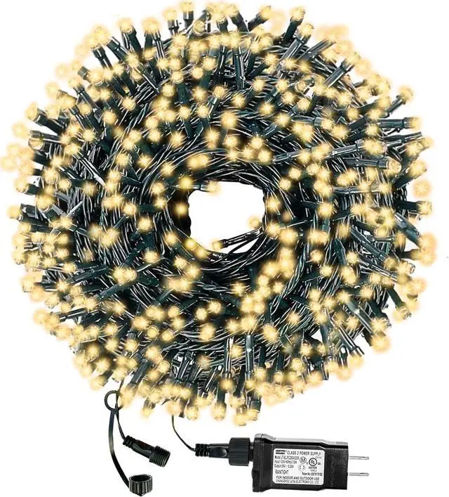 Main image of Decute 300LED Christmas String Lights Outdoor Waterproof 105FT UL Certified with End-to-End Plug 8 Modes, Warm White Indoor Starry Fairy Lights for Christmas Tree Patio Garden Wedding Party Decor