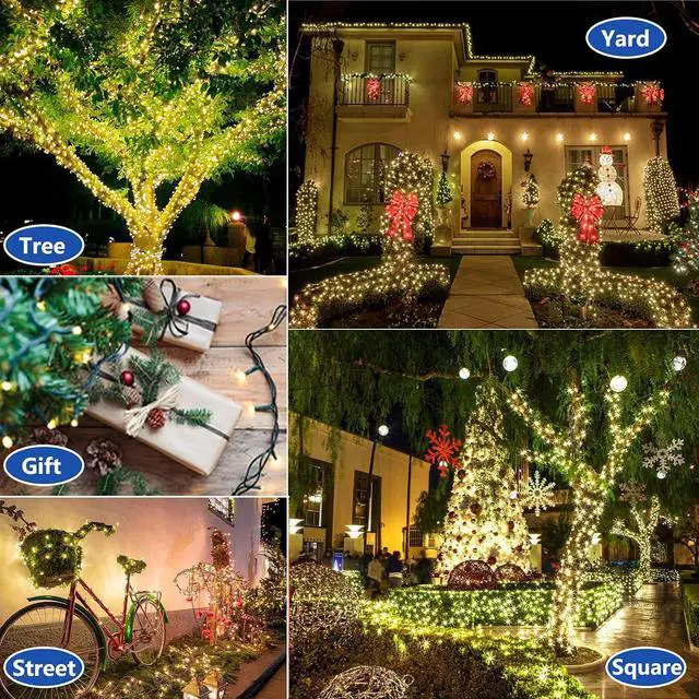 Alt view image 6 of 6 - Decute 300LED Christmas String Lights Outdoor Waterproof 105FT UL Certified with End-to-End Plug 8 Modes, Warm White Indoor Starry Fairy Lights for Christmas Tree Patio Garden Wedding Party Decor