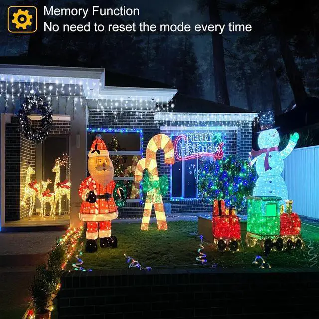 Alt view image 5 of 7 - White Christmas Lights Outdoor, 66ft 640 LED Icicle Lights for Outside House with Connectable Clear Wire 8 Modes Timer, Plug in Waterproof for Home Holiday Eaves Yard Roof Party Room Indoor Decoration