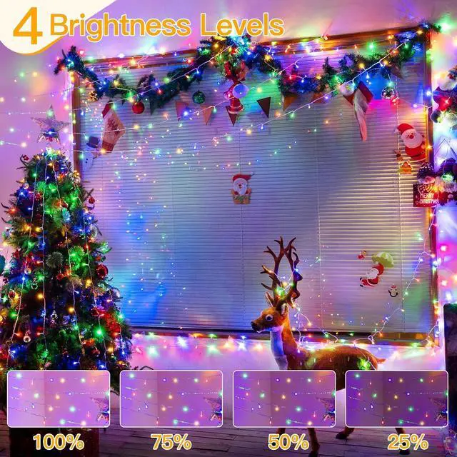 Alt view image 5 of 7 - Ollny Christmas Lights Outdoor, 400LED 132FT Christmas Tree Lights Waterproof, Multicolor String Lights with 8 Modes,Timer, Memory Function, Xmas Lights for House Indoor Outside Decorations