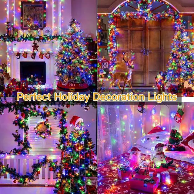 Alt view image 7 of 7 - Ollny Christmas Lights Outdoor, 400LED 132FT Christmas Tree Lights Waterproof, Multicolor String Lights with 8 Modes,Timer, Memory Function, Xmas Lights for House Indoor Outside Decorations