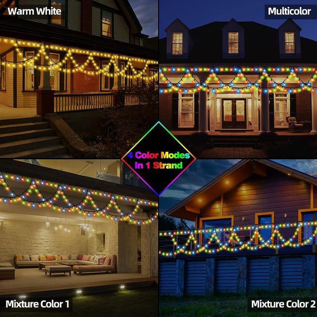 MZD8391 40FT 380 LED Color Changing Christmas Lights Outdoor Indoor, Warm  White Multicolor Christmas Tree Lights, END to END Connect, Waterproof  Christmas String Lights,Timer,Remote,11 Light Modes 