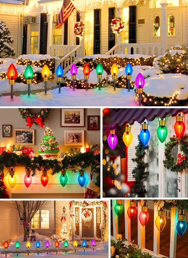 Alt view image 7 of 7 - Jumbo C9 Christmas Lights Outdoor Decoration Lawn with Pathway Marker Stake