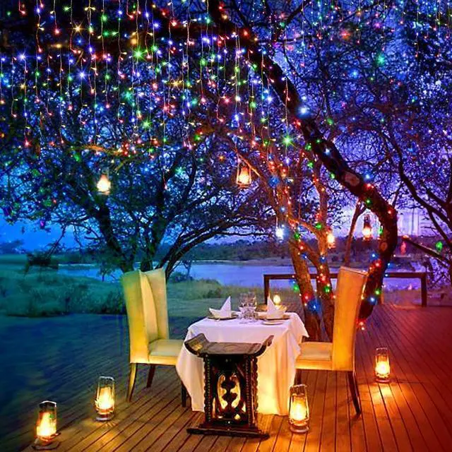 Alt view image 7 of 7 - Christmas Lights Super Long 1280 LED 131 FT LED String Lights with 240 Drops Plug in 8 Modes Christmas Decoration for Holiday Wedding Party Bedroom Garden Patio Outdoor Indoor (Multicolor)