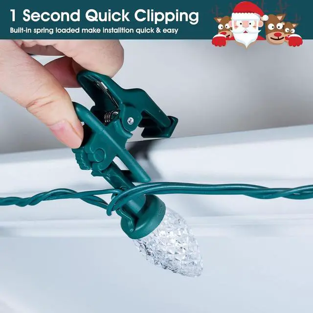 Alt view image 4 of 7 - C9 68Ft Led Christmas String Lights 100 LED with Quick Clips Outdoor Waterproof Strawberry Lights, Commercial Grade Extendable for Indoor Outside Roofline Patio Home Xmas Decoration, Warm White