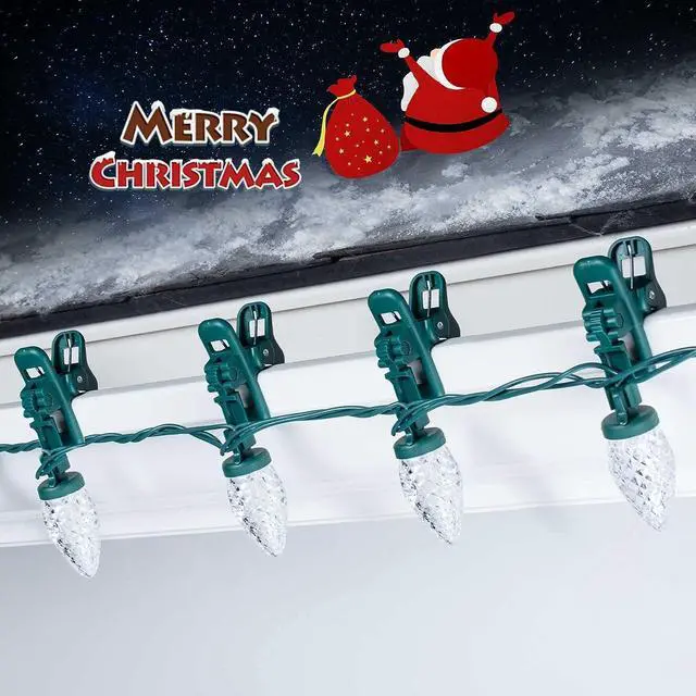 Alt view image 5 of 7 - C9 68Ft Led Christmas String Lights 100 LED with Quick Clips Outdoor Waterproof Strawberry Lights, Commercial Grade Extendable for Indoor Outside Roofline Patio Home Xmas Decoration, Warm White