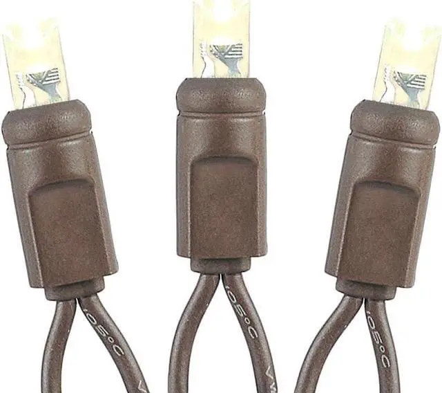 Alt view image 3 of 6 - Novelty Lights Warm White LED Christmas String Lights - UL Listed Indoor/Outdoor Light Set w/ 100 Mini Bulbs for Christmas Tree, Patio, Wedding Decor, and More - (Brown Wire, 34' Long)