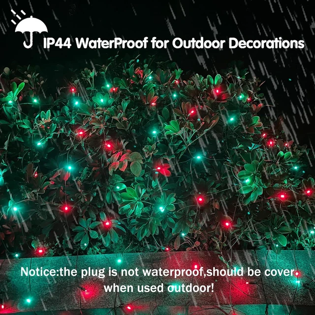 Alt view image 3 of 7 - HISHINY LED Christmas Net Lights Outdoor, 5ftx5ft 100LED Green Wire, Connectable Bush Mesh Net Lights String for Halloween Christmas Party,Shrub,Yard,TreeRed&Green