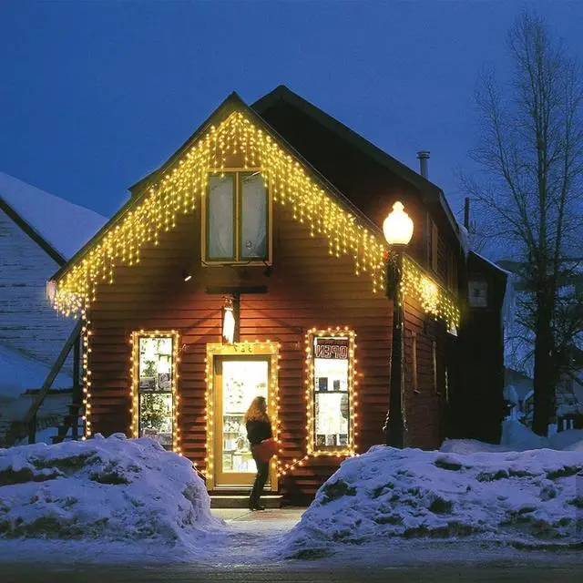 Alt view image 3 of 7 - 304 LED Solar Christmas Icicle Lights Outdoor Decorations, 8 Modes Waterproof Icicle Fairy Lights for Outside Holiday, Patio, Balcony, Christmas, Window, House Eaves Decorations, Warm White