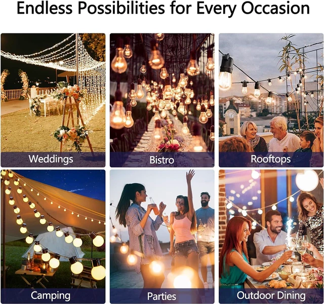 Alt view image 7 of 7 - Stright 60FT Solar String Lights Weatherproof 15 LED for Patio Holiday