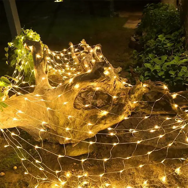 Alt view image 3 of 7 - LJLNION Christmas Net Lights, 360 LED 12ft x 5ft Connectable Mesh Fairy String Lights,8 Modes Low Voltage Safe Adaptor for Xmas Trees, Bushes, Wedding, Outdoor Garden Decorations, Warm White