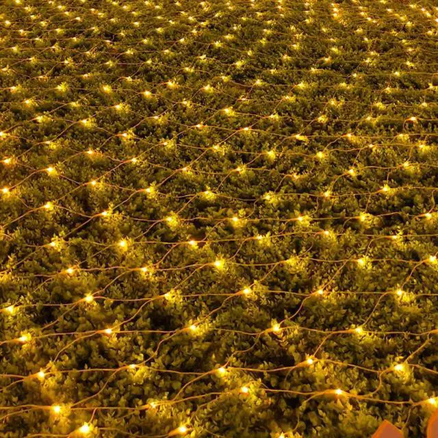Alt view image 6 of 7 - LJLNION Christmas Net Lights, 360 LED 12ft x 5ft Connectable Mesh Fairy String Lights,8 Modes Low Voltage Safe Adaptor for Xmas Trees, Bushes, Wedding, Outdoor Garden Decorations, Warm White